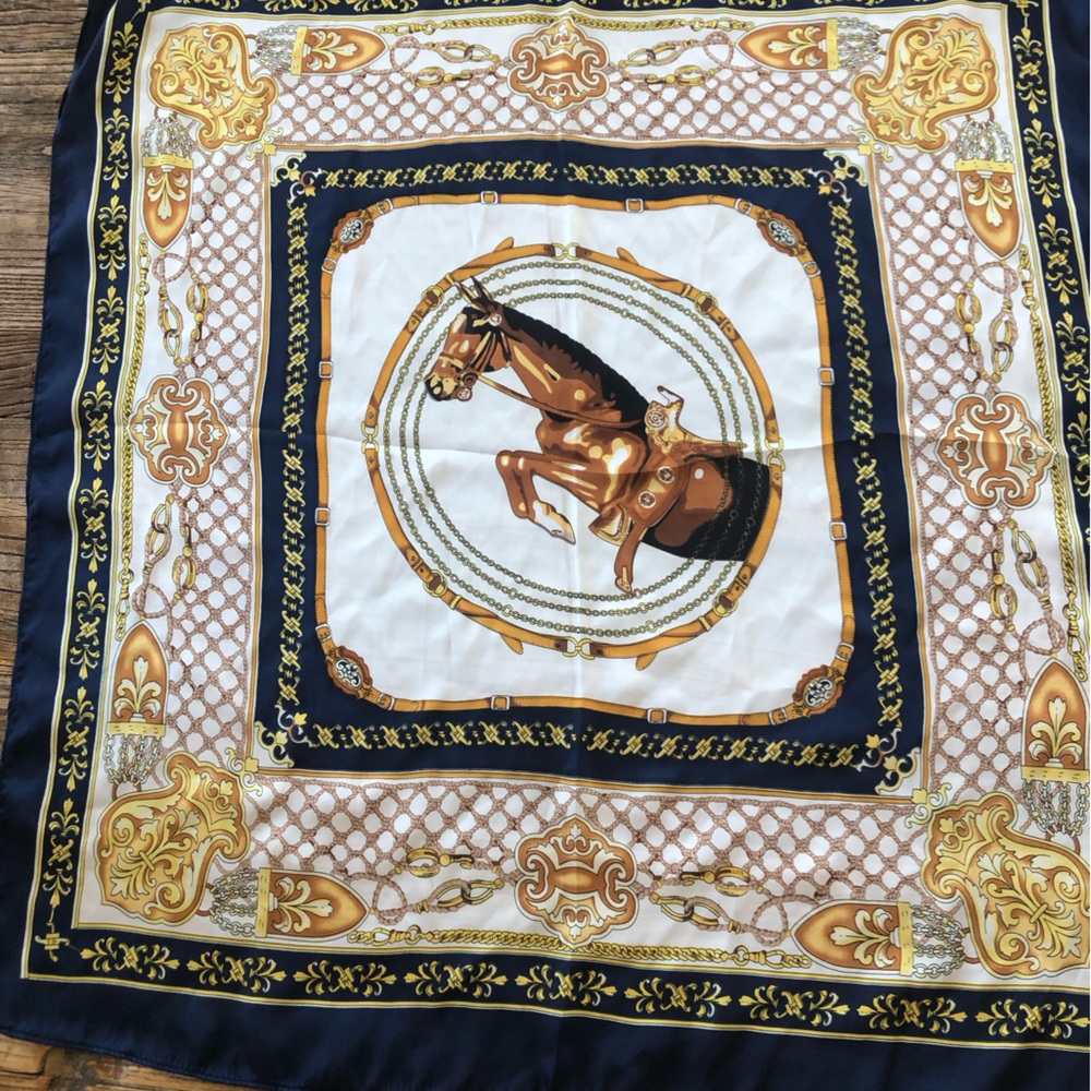 Elegant Gold and Navy Scarf